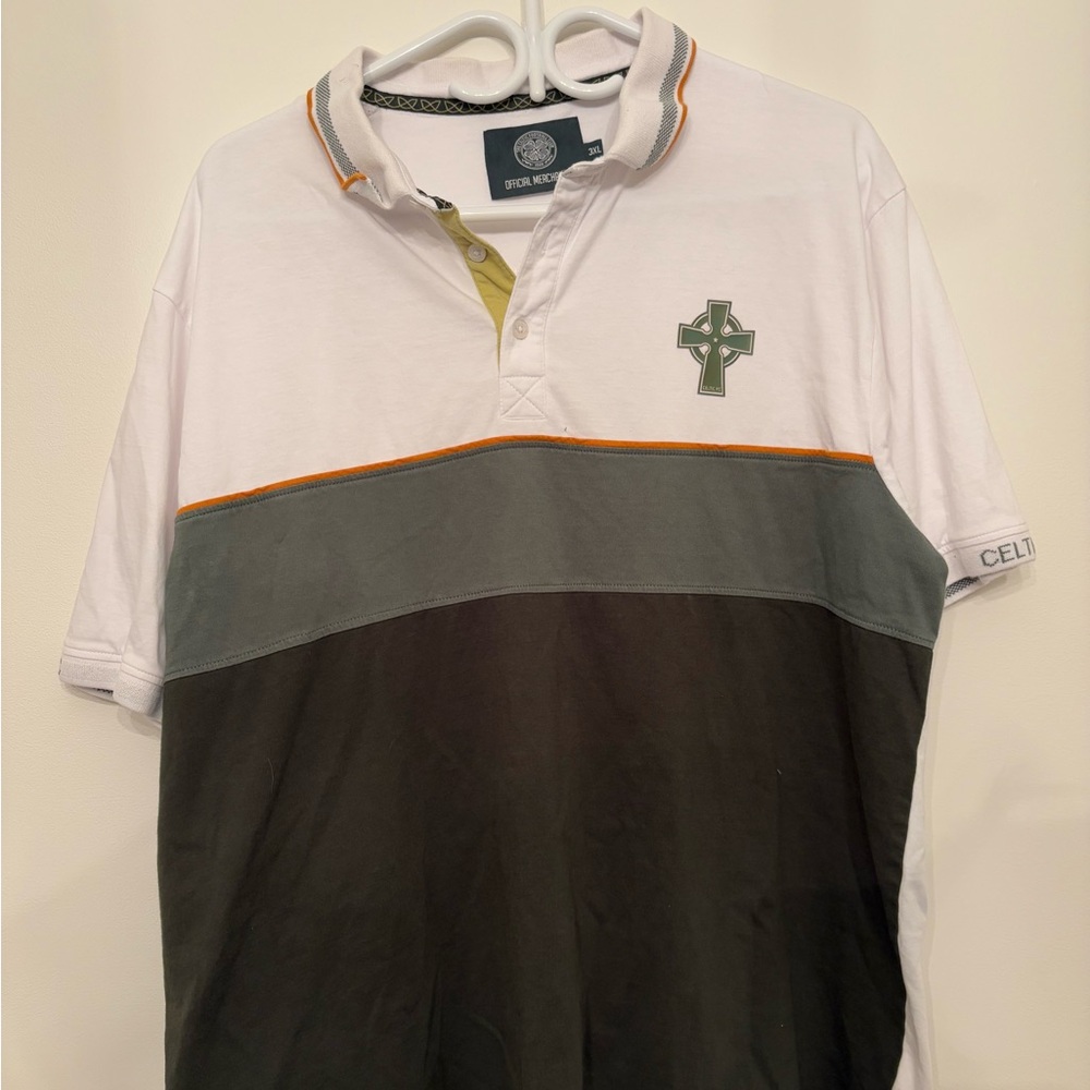 Official Celtic Cross Embroidered Polo Shirt 3XL White Grey Black Irish Heritage